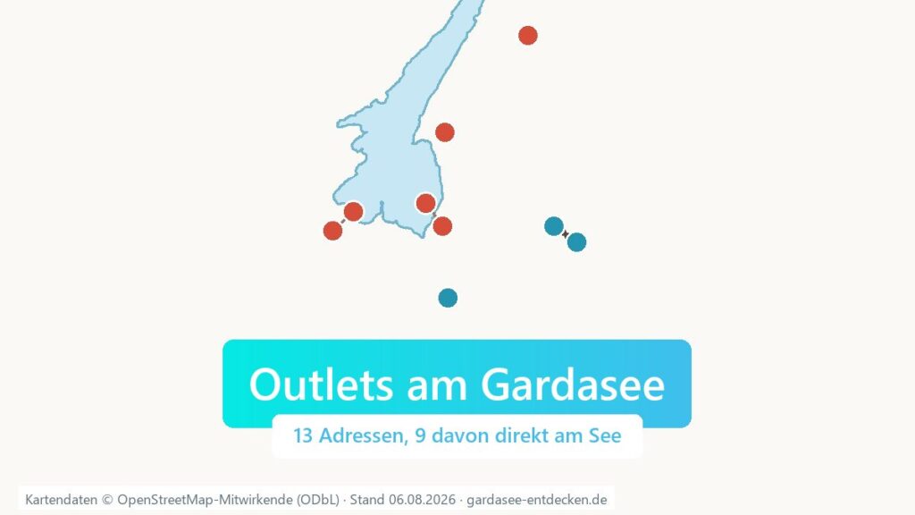 Karte des Gardasees mit den Standorten der Outlets